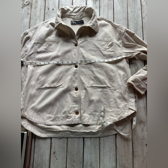 Zara | lightweight | denim | ivory | shacket | M - Picture 4 of 10